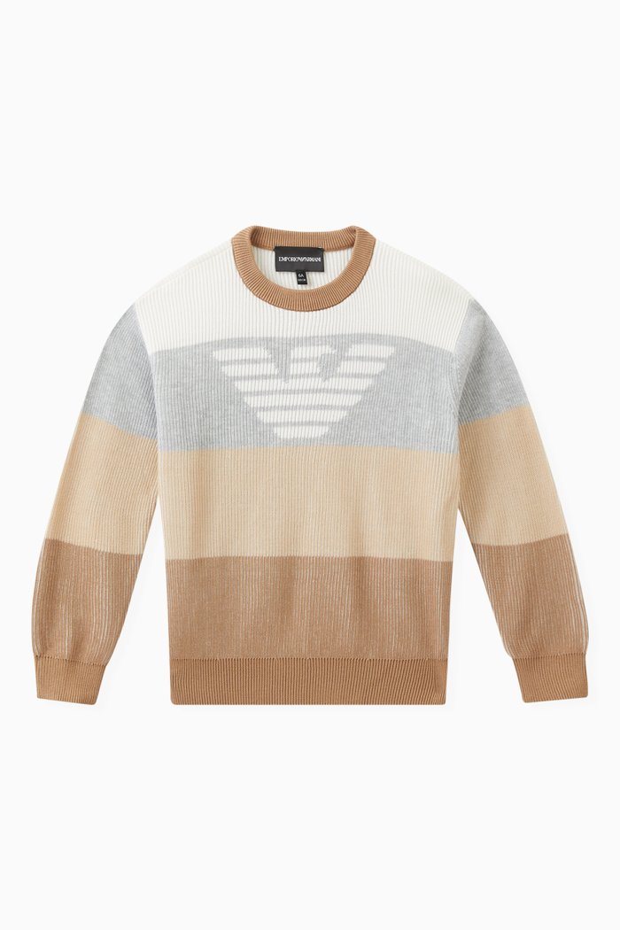

Logo Detail Sweater in Intarsia Knit, Neutral