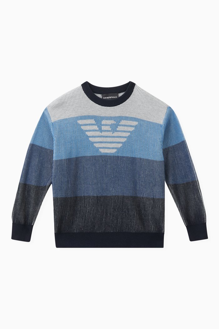 

Logo Detail Sweater in Intarsia Knit, Blue