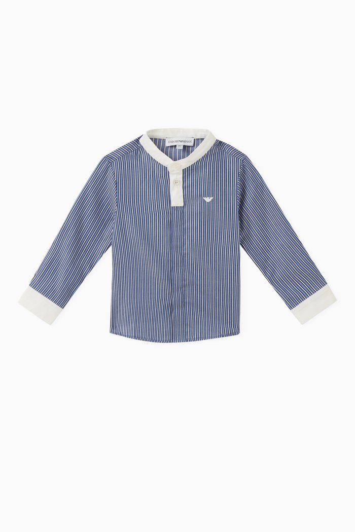 

Striped Guru Shirt in Cotton, Blue