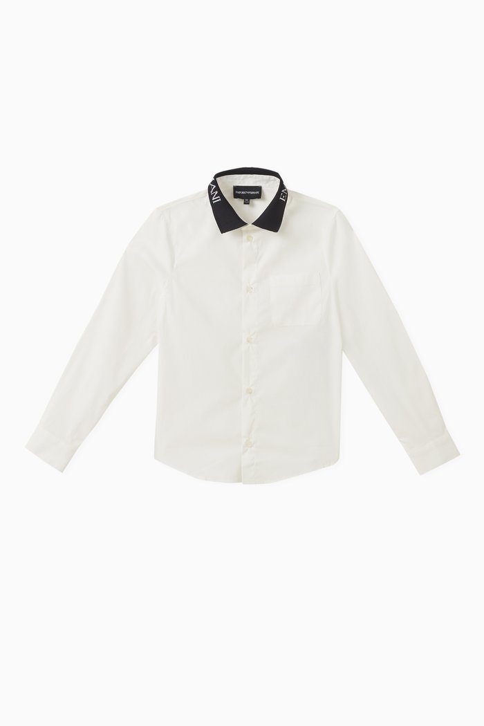 

Embroidered Collar Shirt in Cotton-poplin, White