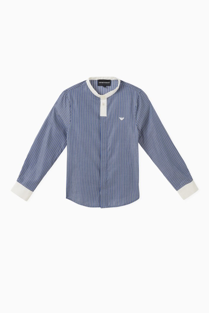 

Striped Guru Shirt in Cotton, Blue