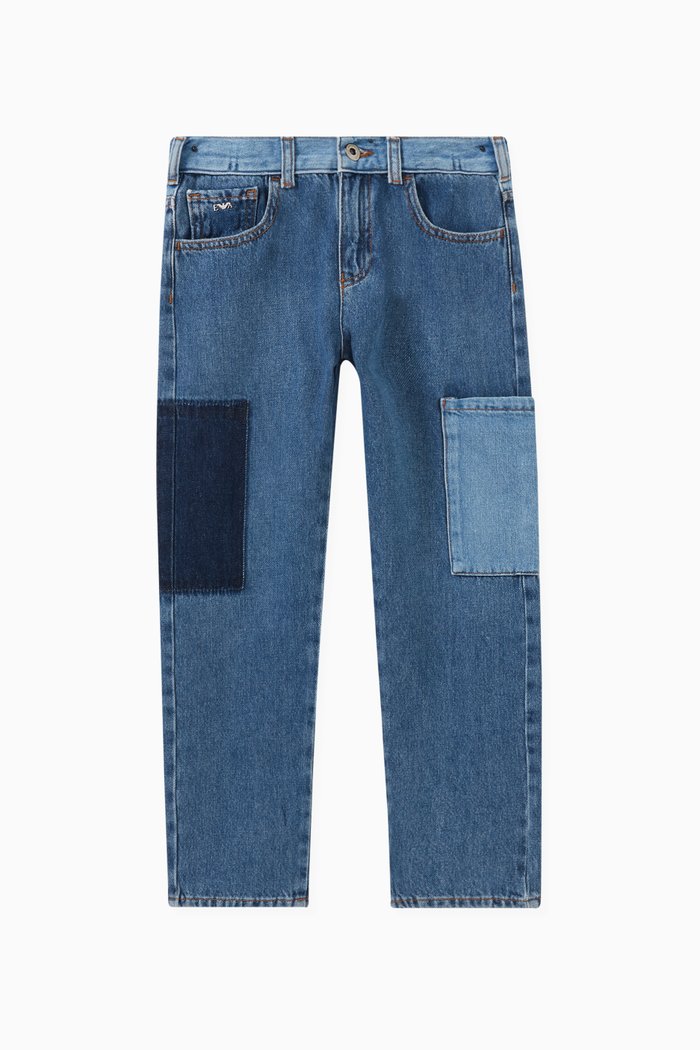 

Contrast-pocket Denim Jeans in Cotton, Blue