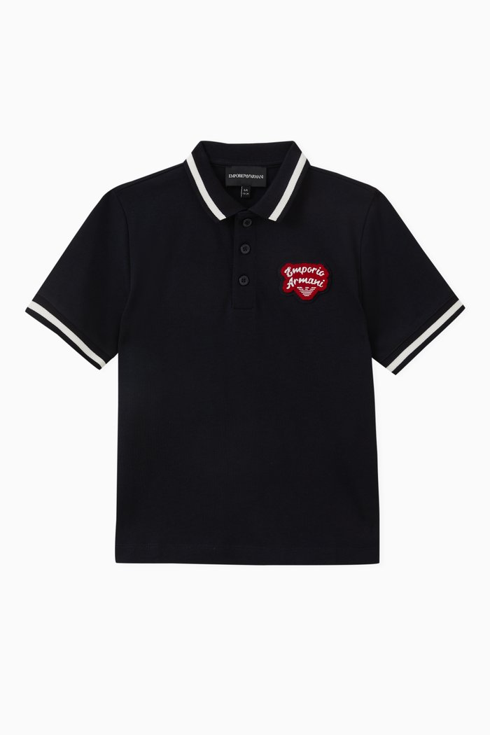 

Logo Patch Polo in Cotton, Blue