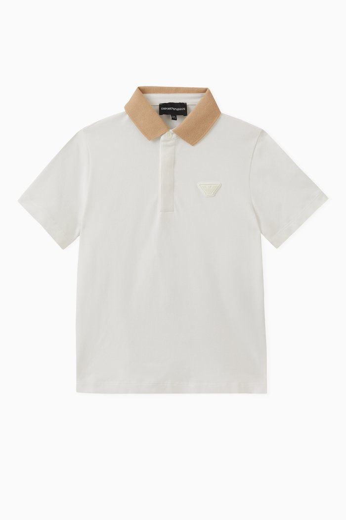 

Contrast Collar Polo in Cotton, White