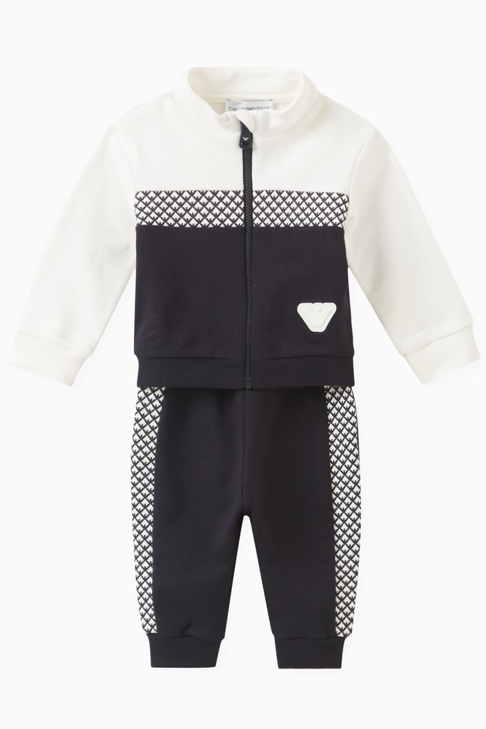 

Logo Sweatshirt and Sweatpants Set in Cotton Jersey, Blue