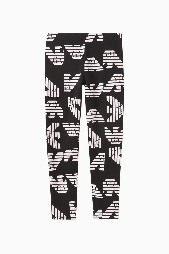 

Logo Print Leggings in Cotton-modal Blend Jersey, Black