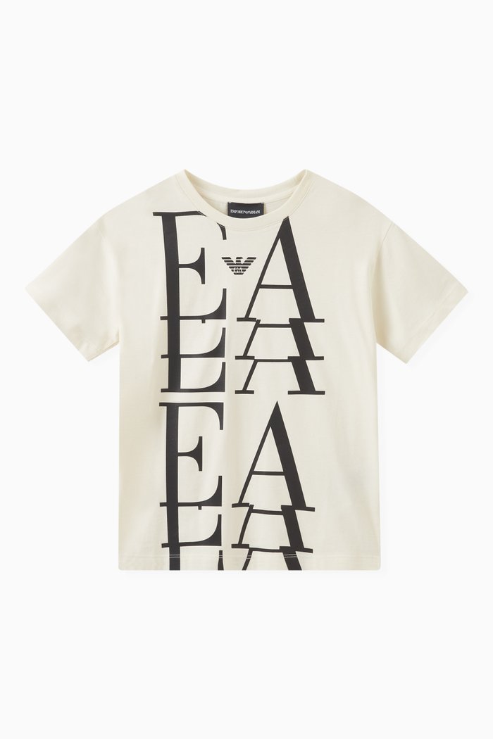 

Deconstructed Logo Print T-shirt in Cotton Jersey, Neutral