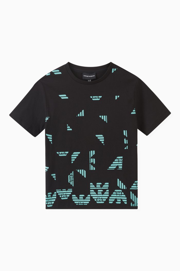 

Deconstructed Logo Print T-shirt in Cotton Jersey, Black