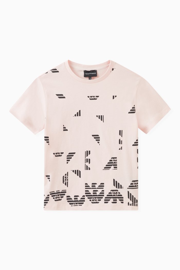 

Deconstructed Logo Print T-shirt in Cotton Jersey, Pink