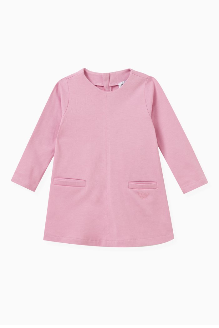 Logo-embroidered Dress in Cotton, Pink