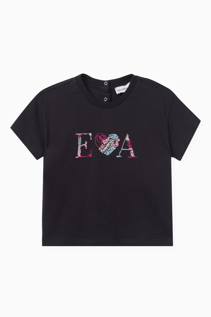 

Logo-embroidered T-shirt in Cotton, Blue