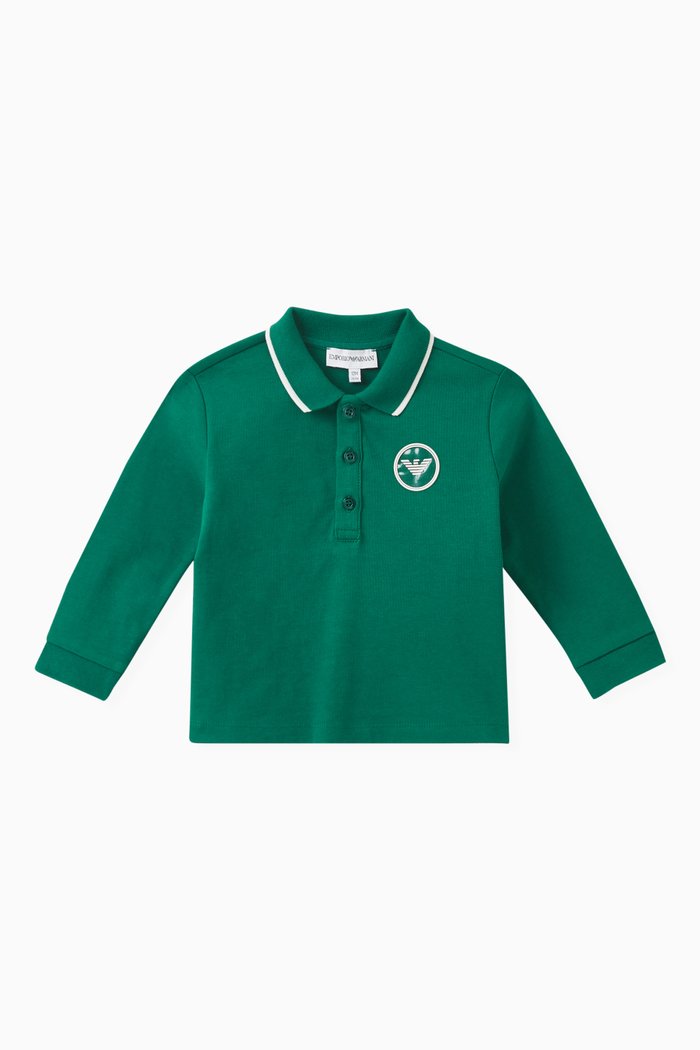 

Logo Patch Polo Shirt in Cotton, Green