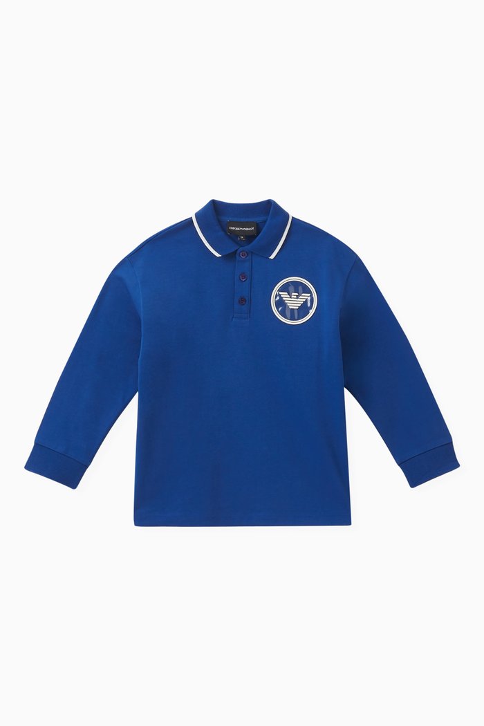 

Logo Patch Polo Shirt in Cotton, Blue