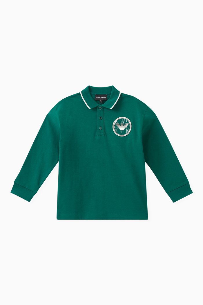 

Logo Patch Polo Shirt in Cotton, Green