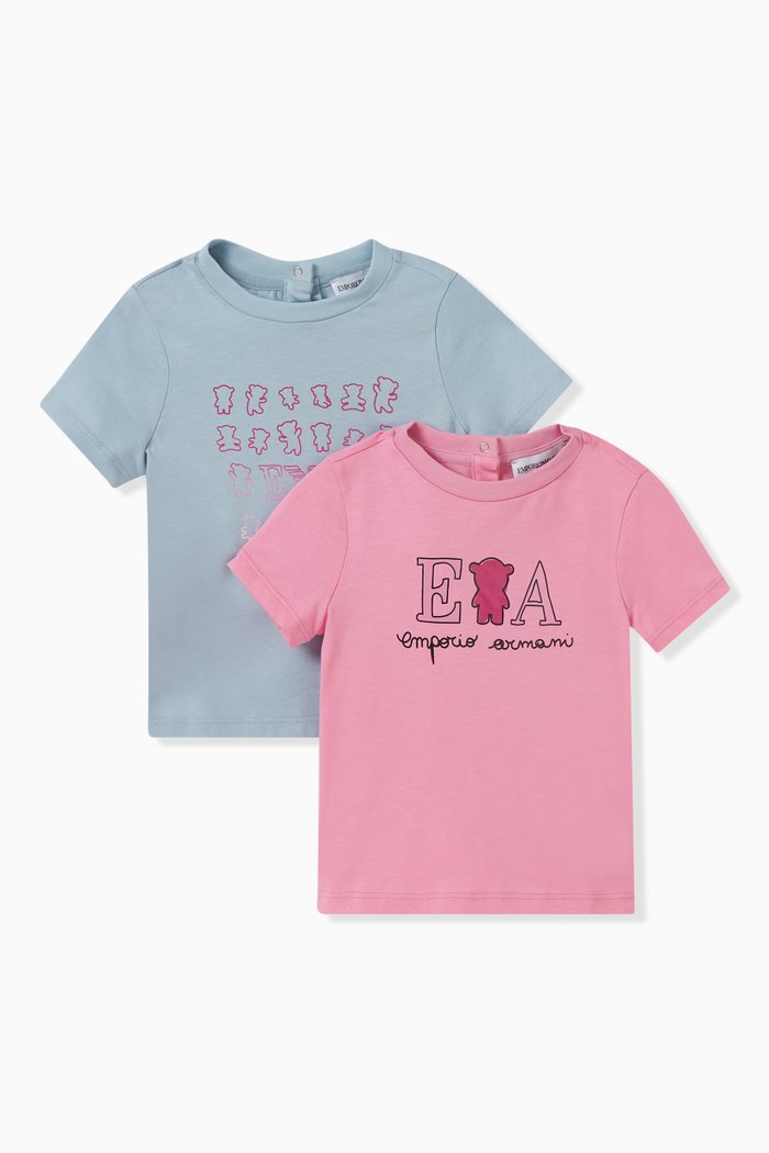 

Manga Bear Logo T-shirt in Cotton Jersey, Set of 2, Blue
