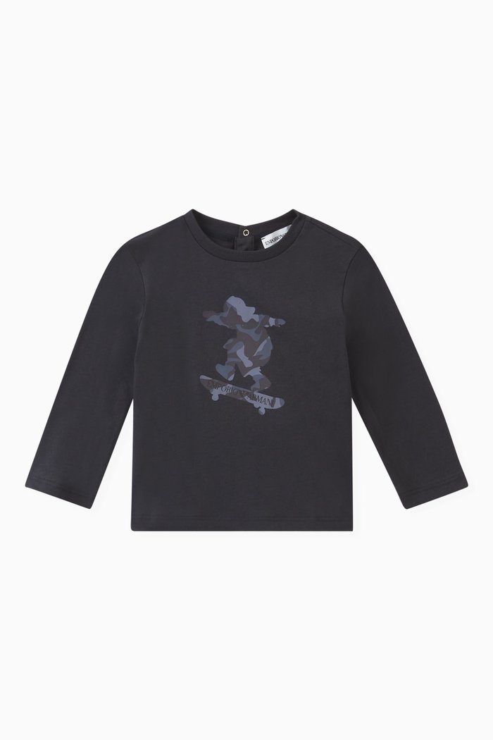 

Graphic Logo Print T-shirt in Cotton, Blue