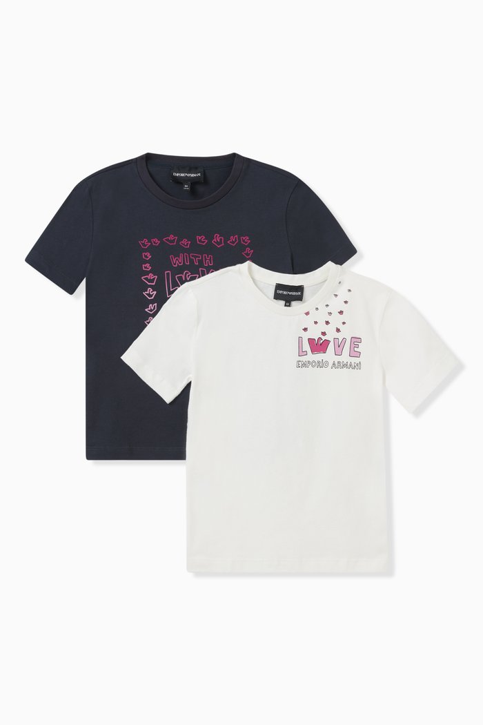 

Love Logo Print T-shirt in Cotton Jersey, Set of 2, Black