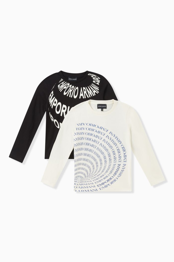 

Graphic Logo Print T-shirt in Cotton Jersey, Set of 2, White