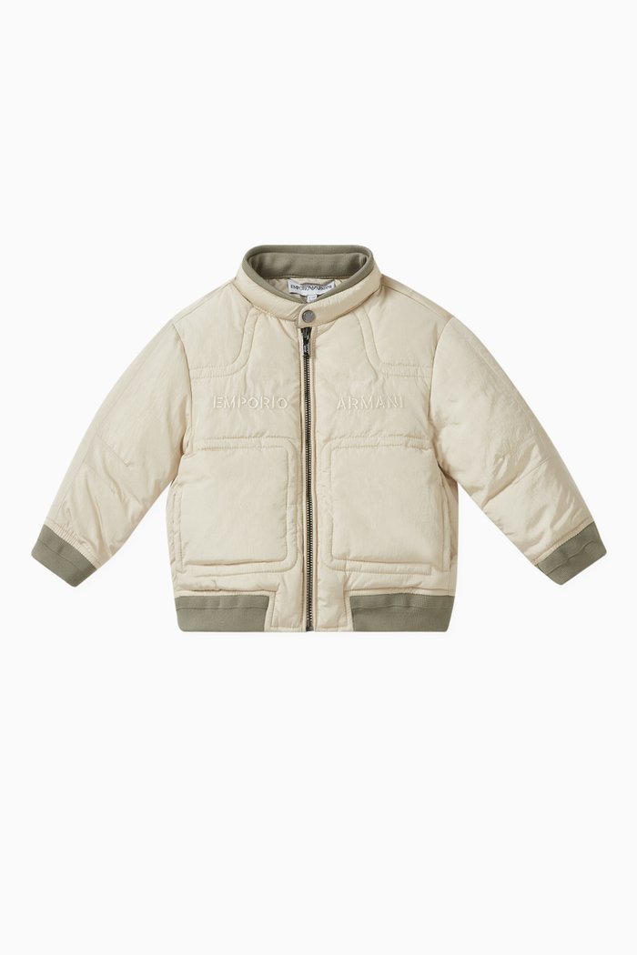 

Logo Puffer Jacket in Quilted Nylon, Neutral