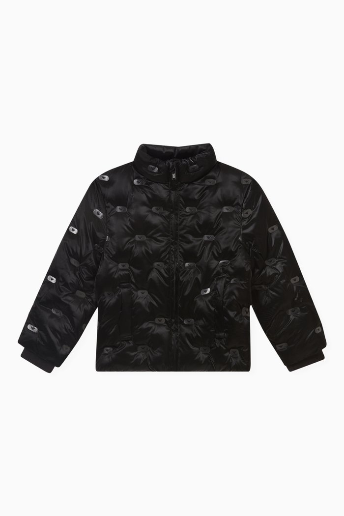 

Logo Print Puffer Jacket, Black