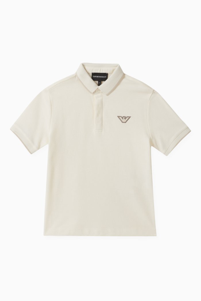 

Embroidered Eagle Logo Polo Shirt in Cotton, White