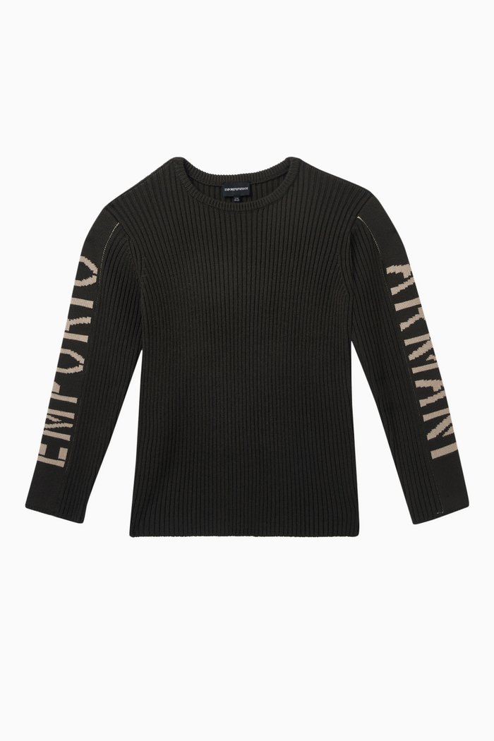 

Text Logo Sweater in Virgin Wool, Green
