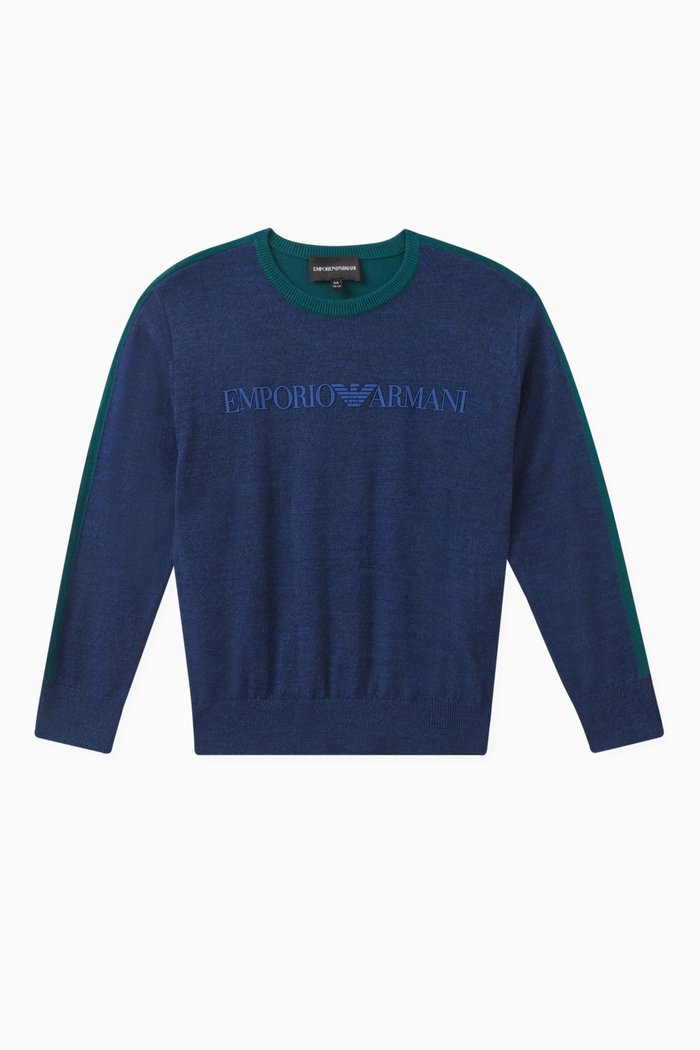 

Logo Print Sweater in Cotton, Blue