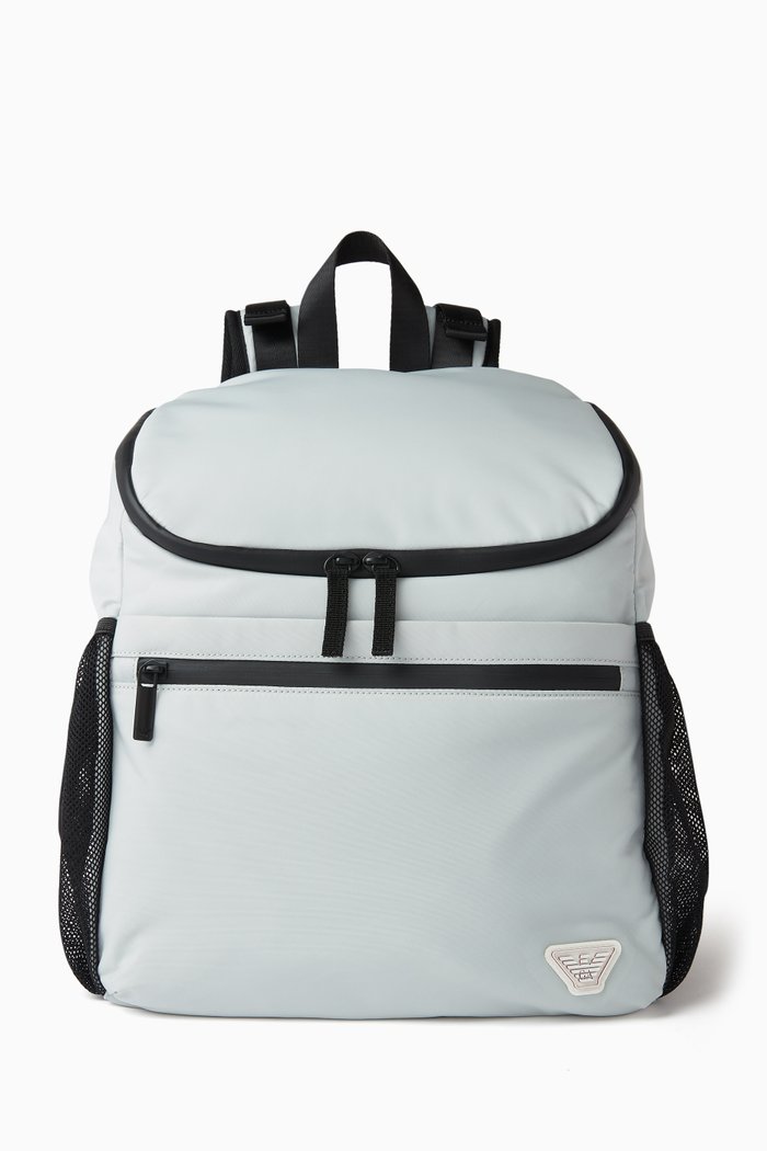 Logo-embroidered Diaper Bag in Nylon, Grey