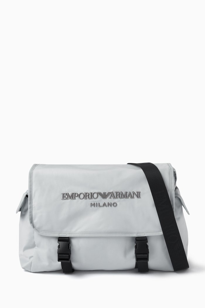 

Logo Embroidered Diaper Bag in Nylon, Grey