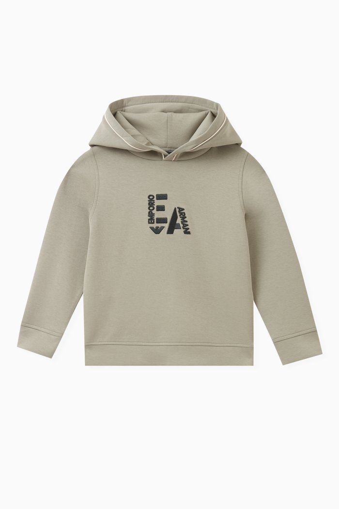 EA Logo Hoodie in Cotton, Green