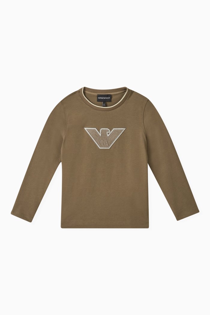 

Embroidered Logo T-shirt in Cotton, Brown
