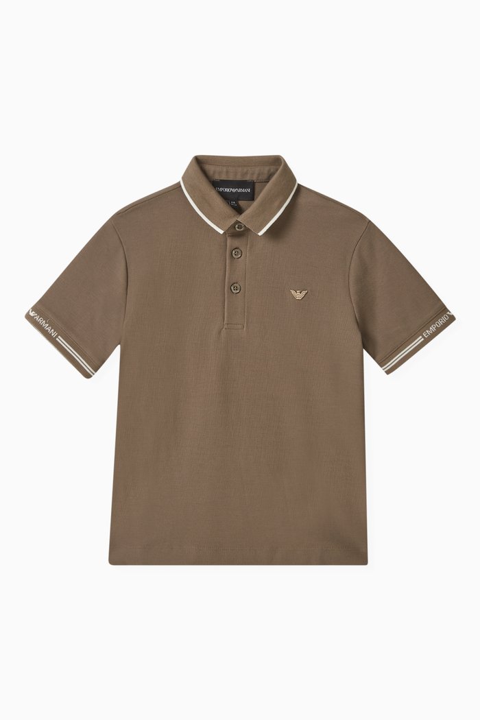 

Text Logo Polo Shirt in Cotton, Brown