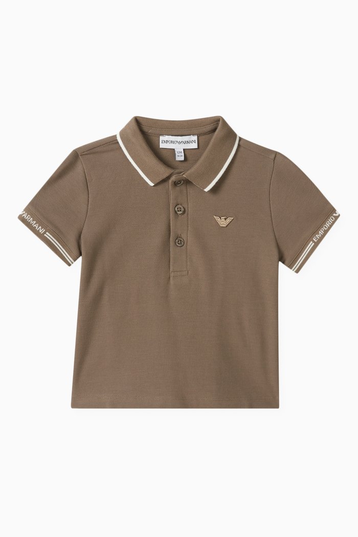 

Text Logo Polo Shirt in Cotton, Brown