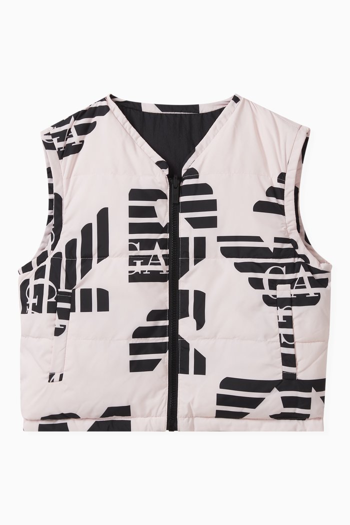 

Reversible Puffer Vest in Monogram Logo Nylon, Blue