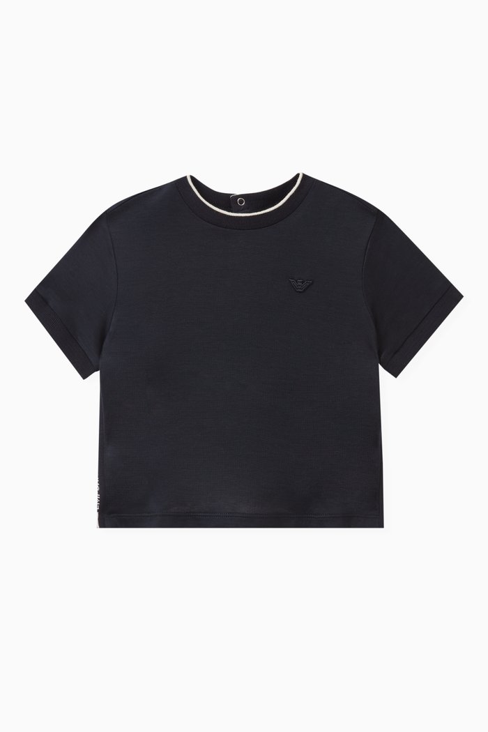 Micro Logo T-shirt in Cotton, Blue