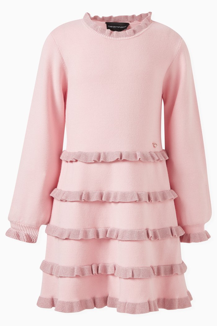 

Lurex Ruffled Dress in Cotton, Pink