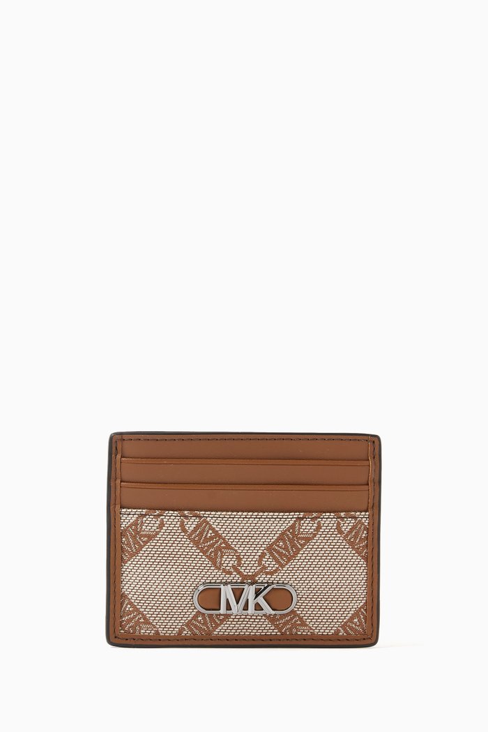 

Bryant Tall Card Case in Empire Logo Jacquard, Brown