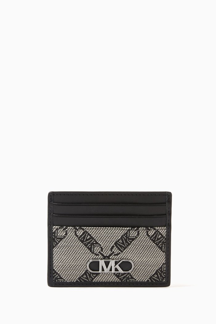 

Bryant Tall Card Case in Empire Logo Jacquard, Black
