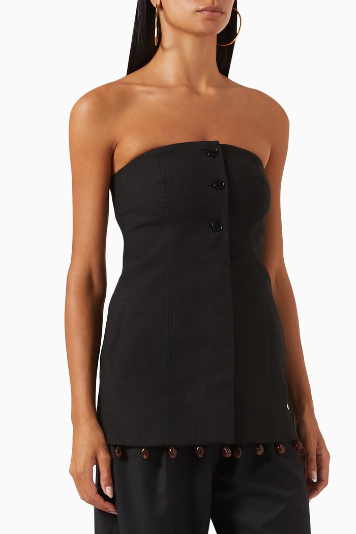 

Suiting Strapless Top in Organic-cotton, Black