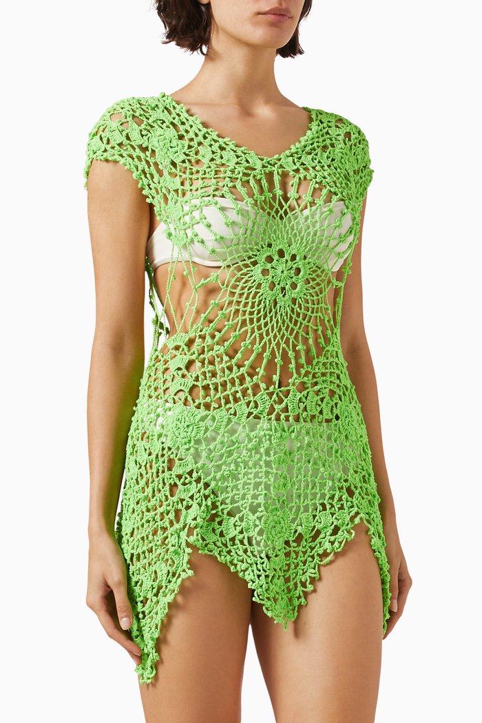 

Yell Mini Dress in Crochet Cotton, Green