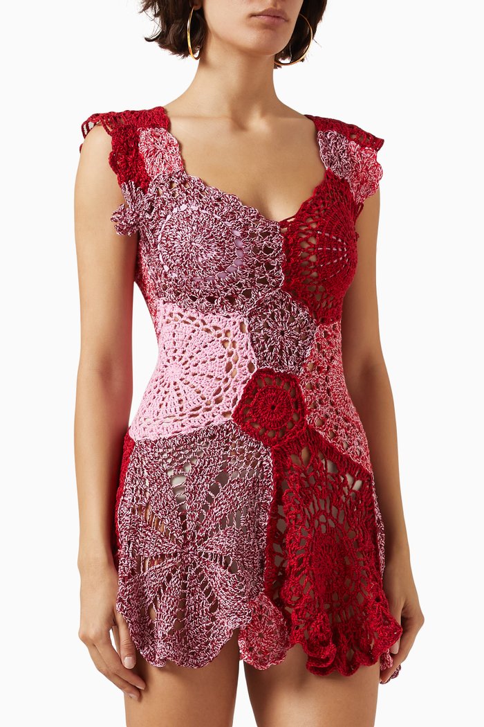 

Mermaid Mini Dress in Crochet Cotton, Multicolour