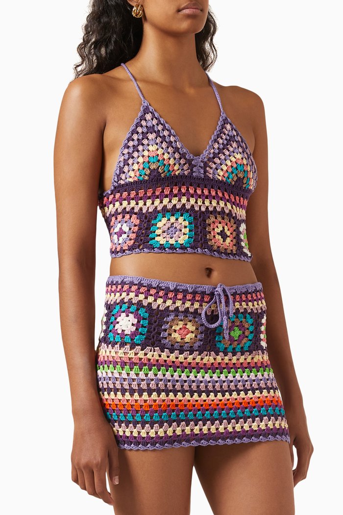

Quadricor Cropped Top in Crochet Cotton, Multicolour