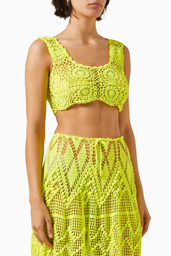 

Maya Cropped Top in Crochet Cotton, Yellow