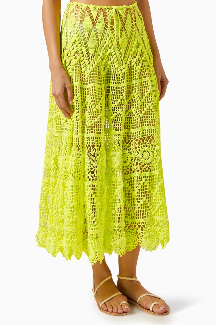 

Joyce Tiered Skirt in Crochet Cotton, Yellow
