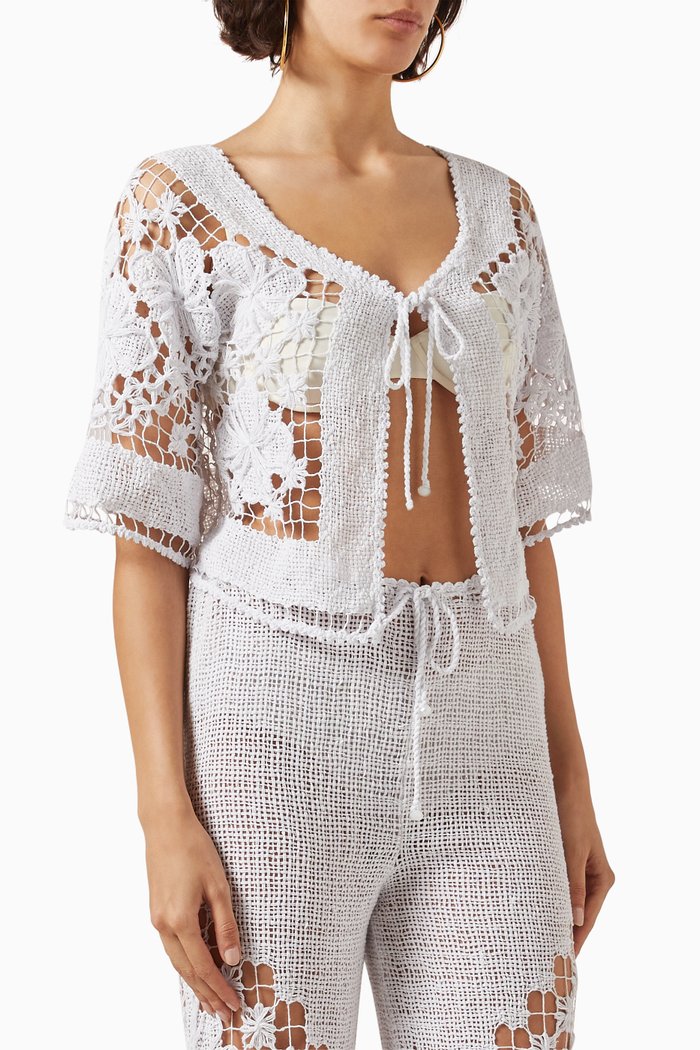

Torem Bolero Jacket in Crochet Cotton, White
