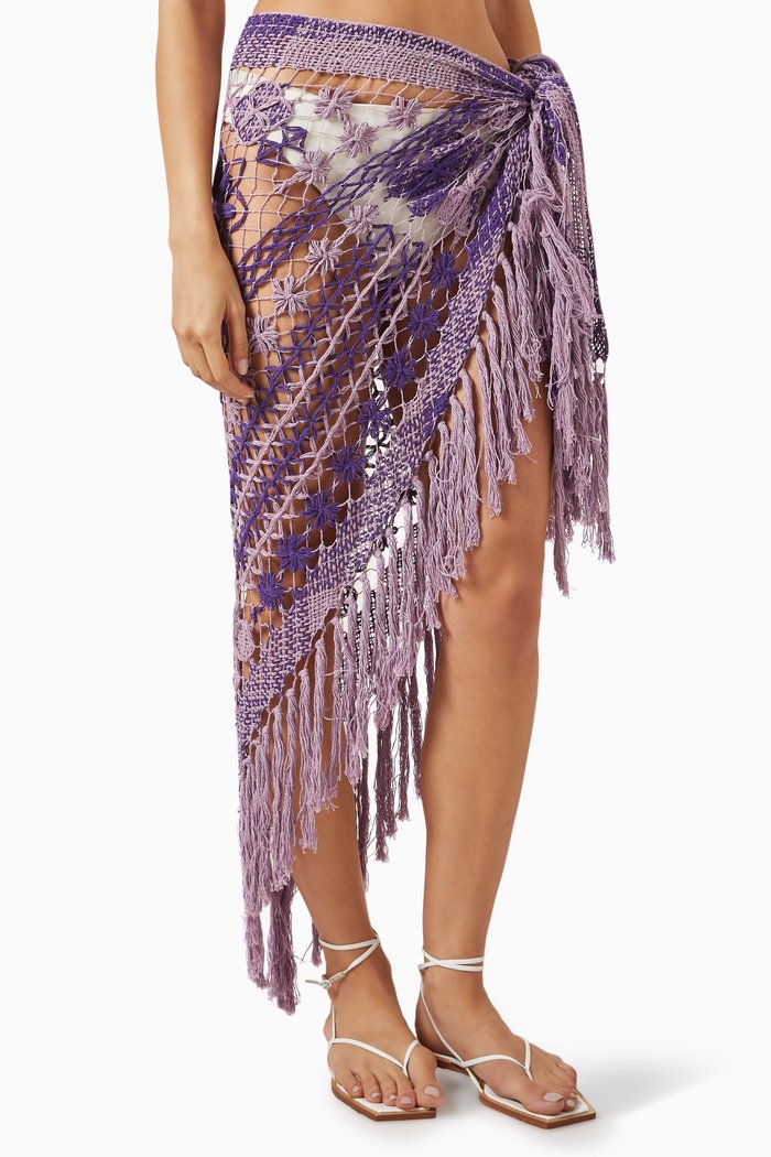 

La Marina Sarong Skirt in Crochet Cotton, Purple