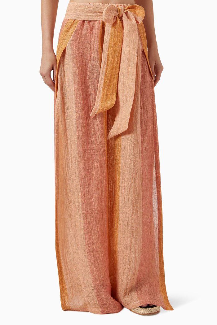 

Wide-leg Pants in Linen-blend Gauze, Multicolour