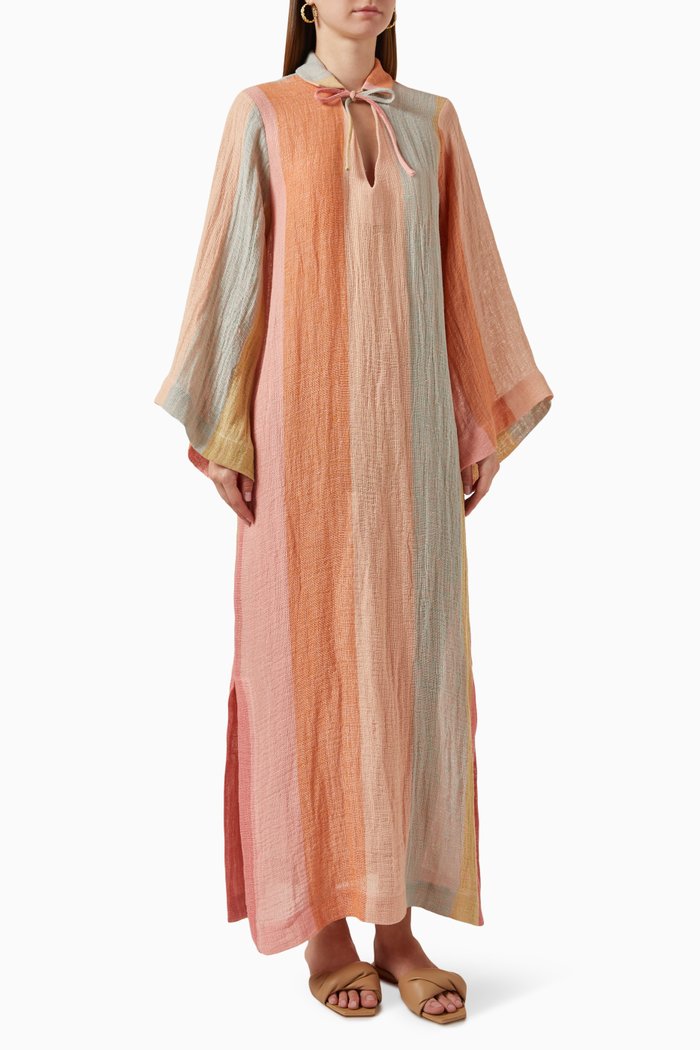 

Tunic Kaftan in Linen-blend Gauze, Multicolour