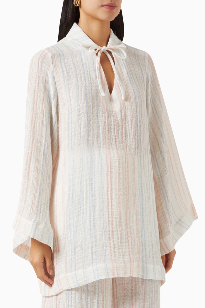 

The Tunic Top in Striped Gauze, White