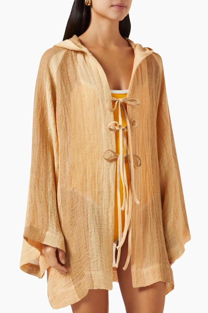 

The Beach Mini Cape in Striped Gauze, Multicolour